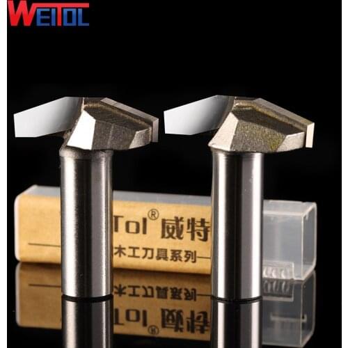 Weitol 1pcs 1/2" inch Woodworking Cutter Double Edging Router Bits for wood carbide 20 degree Clear bottom V type wood board bit
