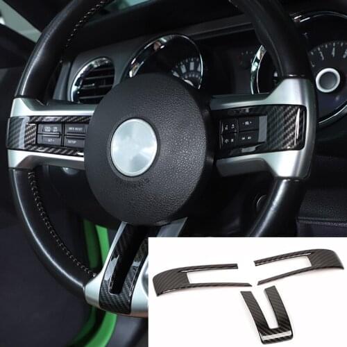YCCPAUTO 3Pcs/set High Quality Steering Wheel Trim Sticker For Ford Mustang 2009-2013 Car Interior Decoration
