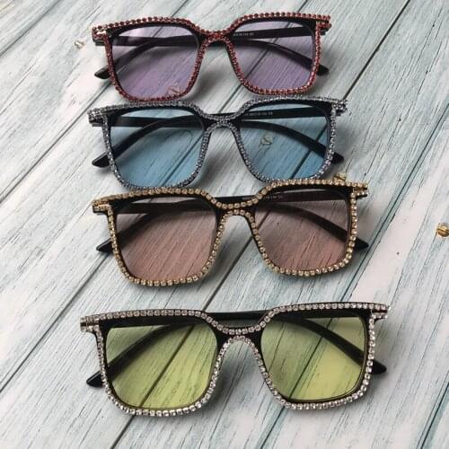 ZAOLIHU Colorful Diamond Women Sunglasses Square Shape Sun Glasses Bule Yellow Pink Lens UV400 Eyewear Mens Oculos de sol