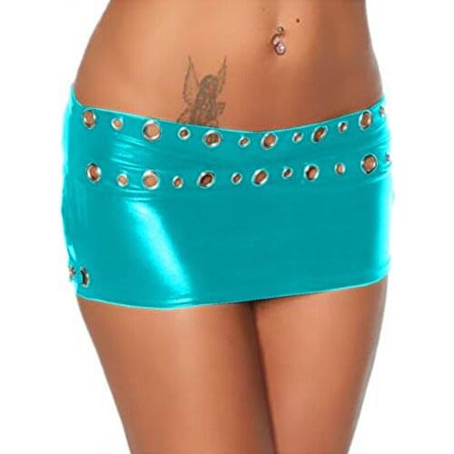 Women Skirt Low Waist 2 Rows Metal Rings Decor Mini Skirt for Lady Sexy Pole Dancing Clubwear Hippie Skirts Plus Size 7XL