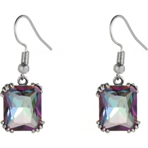 Top Quality Fashion Earrings For Women Multi-Color CZ Cube Jewelry Square Shape Crystal Unique Style Earring Wedding Party Gift
