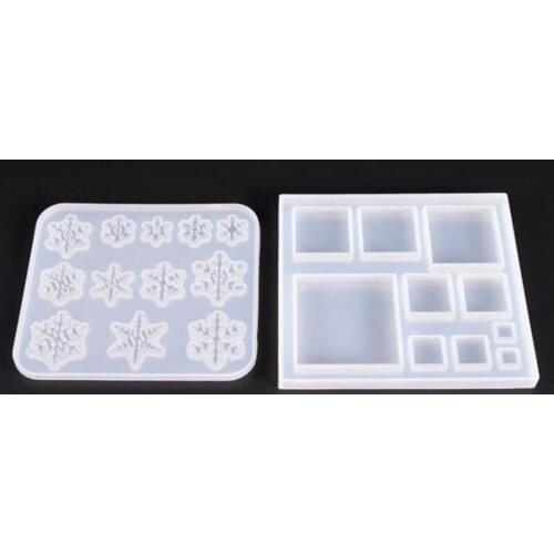 1PCS Snowflake Square Transparent Silicone Charms Mold DIY Crystal Epoxy Pendant Pendant Mould