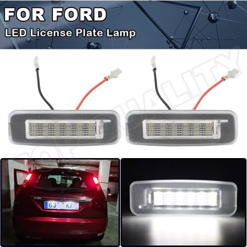 2Pcs For Ford Focus MK1 1998 1999 2000 2001 2002 2003 2004 2005 High Brightness White LED License Plate Light Number Plate Lamp
