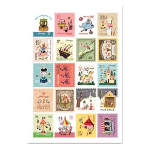 4sheets/lot Creative cartoon style stamp Paper Stamp Sticker Decoration Decal Diary Album Scrapbooking Seal Stationery Sticker