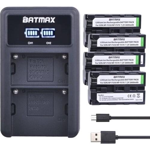 4 Pack NP-F570 NP-F550 NP F550 F570 F530 Battery + Universal LED USB Dual Charger for Sony NP-F570 F530 CCD-SC55 CCD-TRV81