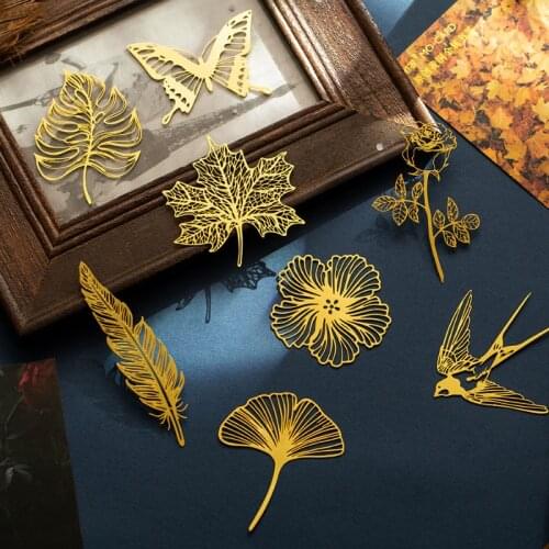 8 Designs Mixed Delicated Flower Leave Butterfly Nature Theme Hollow Out Bookmark Free Shipping