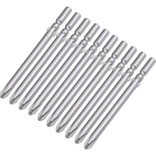 Uxcell 10 Pcs 5mm Round Shank 80mm Length 5mm PH2 Phillips Magnetic Screwdriver Bits