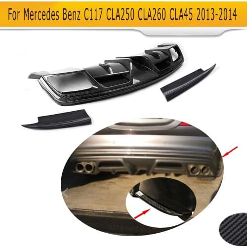 CLA Class Carbon Fiber Auto Car Rear Bumper Lip Diffuser With Splitters For Mercedes Benz W117 C117 CLA45 AMG Sedan 2013 2014