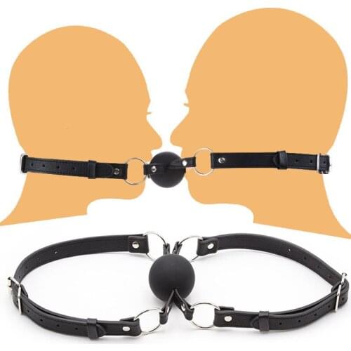 Hot Double Mouth Plug Leather Dual Strap 50mm Solid Silicone Ball Open Mouth Gag BDSM Bondage Slave Oral Fixation Couple Sex Toy