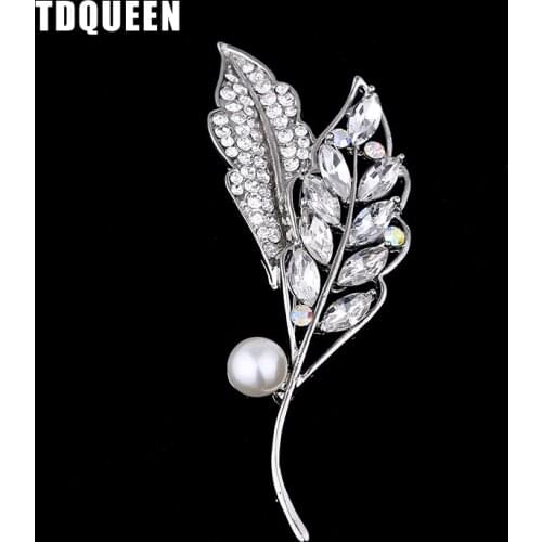 Elegant Crystal Brooch Silver Plated Bridal Wedding Banquet Costume Simulated Pearl Pin Brooches for Women