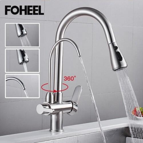 FOHEEL Kitchen Filter Faucets 360 Rotate Kitchen Faucet With Water Purification Feature Crane Mixer Tap