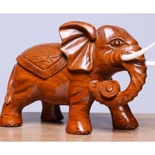 Chrysanthemum pear Carve animal elephant Woodcarving elephants wood annatto household fortune office decorates handicraft