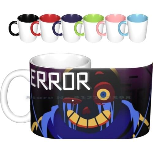 Error 404 Ceramic Mugs Coffee Cups Milk Tea Mug Error Lucidia Dark Creepy Black Neon Skeleton 404 Creative Trending Vintage