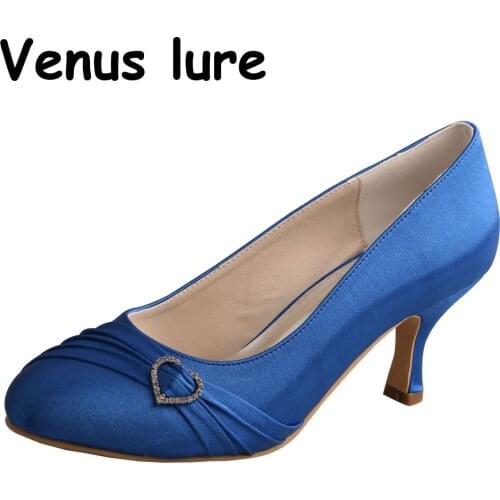 Custom Handmade Closed Toe Dress Shoes for Women Wedding in Blue
