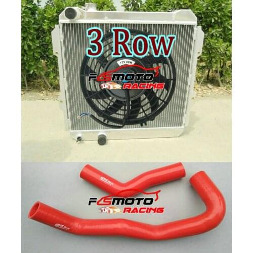 RED Hose + Alu Radiator + FAN FOR Toyota HiLux LN60 LN61 LN65 LN85 2.4 4WD 2L 1984-1991 Diesel MT 2.4LTR Pickup Truck