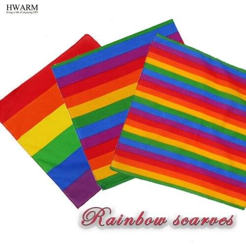 10pcs 55*55cm Lace Rainbow Stripe Kerchief Festival Supplies Outdoor Riding Headscarf Accessories Fabric Decoration For Motion