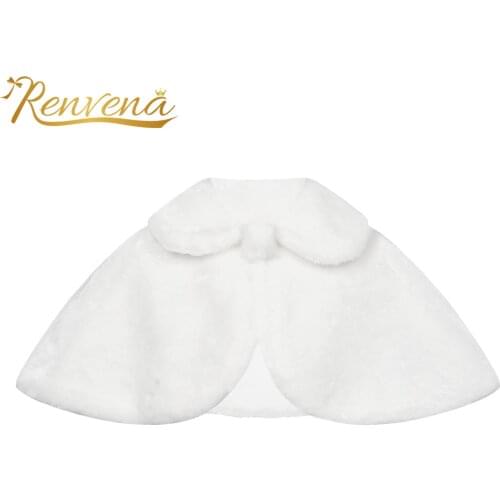 Childrens Shawl Girls Faux Fur Bolero Jacket Coats Kids Outerwear Crop Wraps Shawls Flower Girl Warm Cape Wedding Party Cloaks
