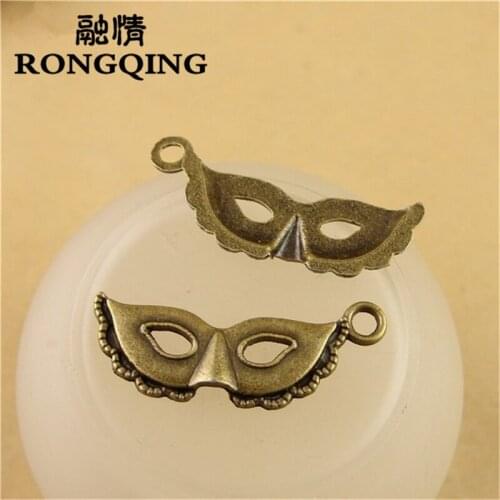 RONGQING 12*32MM 50pcs/lot mask Pendants Necklaces Handmade Fashion Jewelry Charms DIY