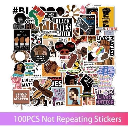 50/100pcs/Pack black lives matter Waterproof Stickers For Children Kids Toy Laptop Bike Guitar Wall Decor PVC Joy Sticker