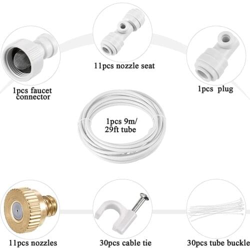 Newly Flexible Misting Cooling System Kit Multi-purpose Outdoor Misters Suitable for Garden Courtyard Greenhouse
