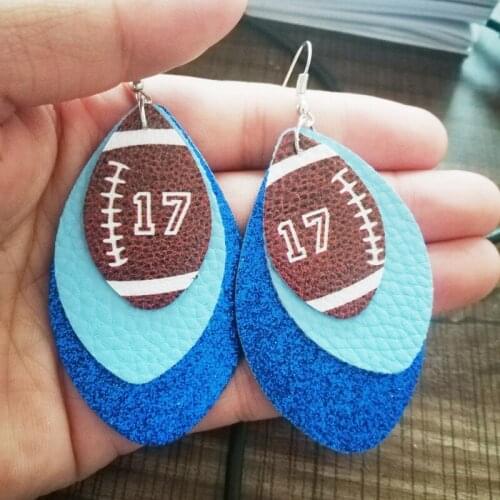 New Football Numbers 17 Earrings Fashion Glitter Layered Sport Spirit Jewelry Earrings Mom Gifts Make To Order