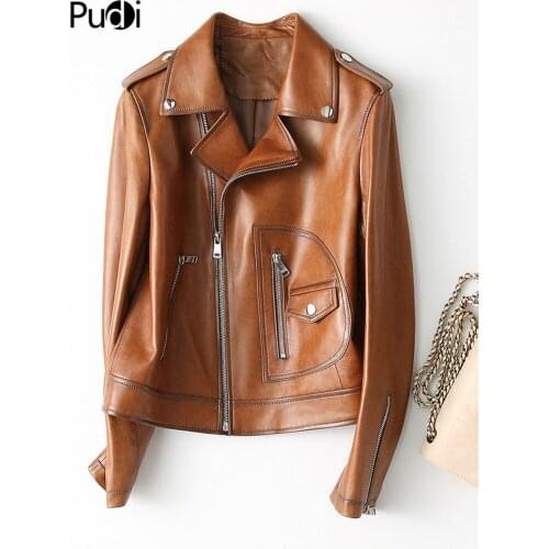 PUDI A29051 2020 New women genuine sheep leather coat lady Leisure pocket sheepskin Jacket fall/winter coat