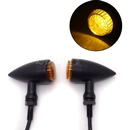 New Black LED Heavy Metal Bullet Turn Signal Indicator Light For Harley Sportster Softail Bobber