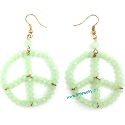 Wholesale handmade Ethnic jewellery srystal beaded dangle earrings with sign of peace summer style nickel free earrings