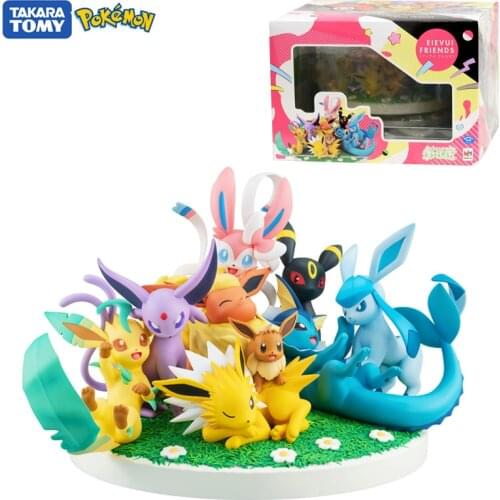 Genuine Pokemon Eevee 9 Style Exquisite With Box Eeveelution Nine evolutionary forms Pokémon Action Figures ABS Model Kids Toys