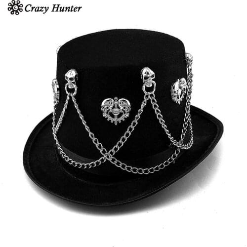 Punk Rokcer Skull Hip Hop Top Hat Mens Cosplay Costume Cool Hat