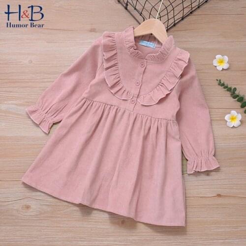 Humor Bear Girls Dress Autumn NEW Baby Girls Frill Buttons Princess Dress Toddler Cute Fashion Kids Children Clothing