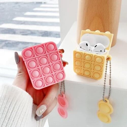 Antistress Simple Dimple Headphone Cover Decompression Toys Fidget Toys AirPods2 Keychain Pprotective Cover