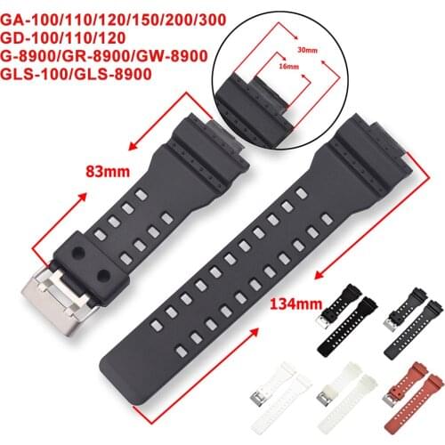 16mm Sport Silicone Watchband for Casio G-Shock GA-100/110/120 GD-100/110/120 G-8900 GLS-100 Men Replacement Strap Bracelet Band