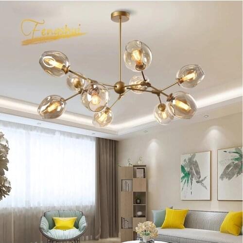 Modern Lustre Glass Ball LED Chandelier Lighting Art LOFT Chandelier for Living Room Hotel Restaurant Indoor Lighting Fixtures