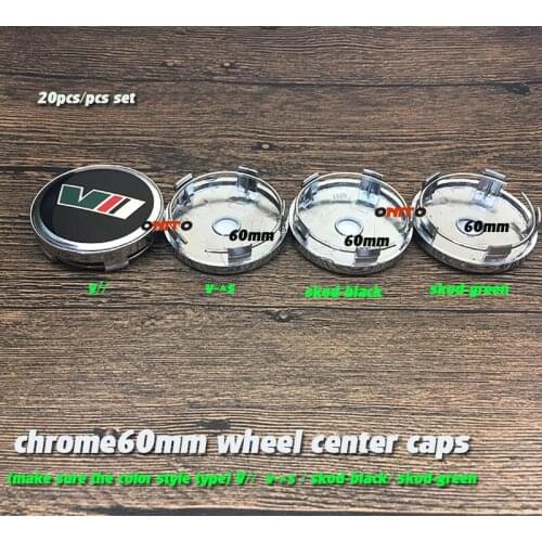 Car Styling 20PCs chrome auto Decoration 60MM 2.36inch Wheel Center Cap Aluminum Sticker emblem Dust-proof covers