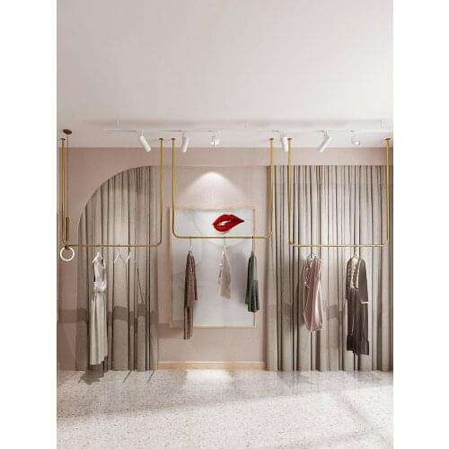 Zq Stainless Steel Clothing Display Rack Special Wall-Mounted Clothing Store Wall Hanging Cloth Rack