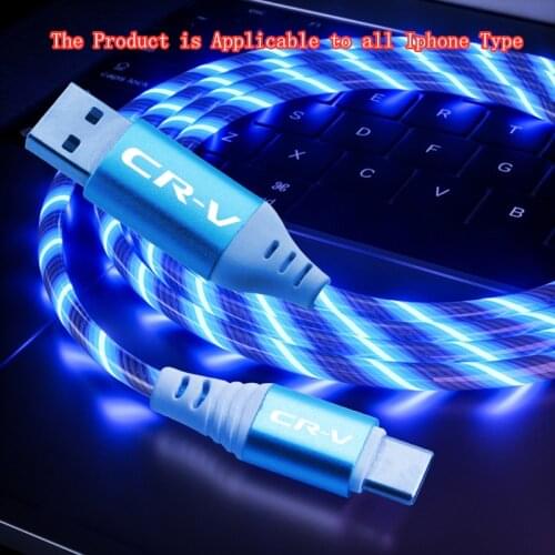 IPhone X XR XS 11 12 Pro Max 8 7 Plus Flow Luminous Lighting cable LED Fast Charging Wire For Honda crv 2019 2008 2017 2020