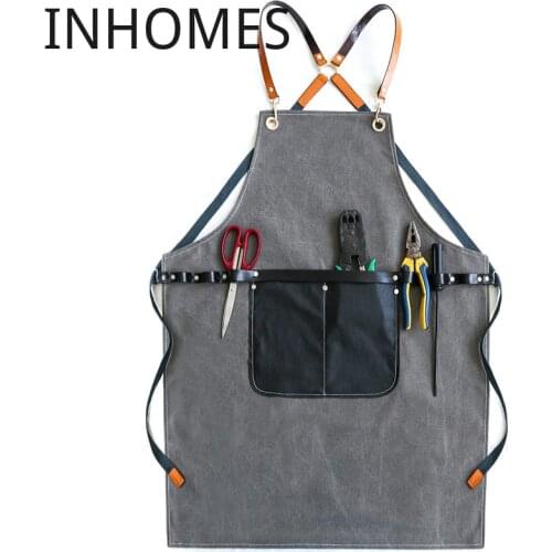 Custom Logo Apron Men Women Restaurant Flower Work Barista Milk Coffee Barber Shop Chef Beauty Nails Studios Uniform Overalls