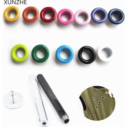 XUNZHE 50 sets Color eyelet with Hole punch and 1 set high quality stainless steel punch bushing eyelet grommet
