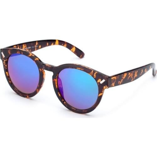 COLOSSEIN Vintage Sunglasses Women Tortoise Frame Blue Coating Round Glasses Unisex Retro Sun Glasses Men Outdoor Eyewear