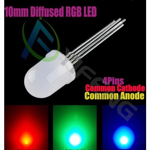 10 pcs = Full colors Diffused RGB LED, 10mm, common anode Common Cathode diode