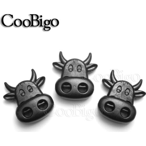 Toggle Clamp Cord Lock Ox Cow Head Stopper Clip Spring 2 Hole Outdoor Tools Shoelace Buckle Garment Part Plastic Colorful 100pcs
