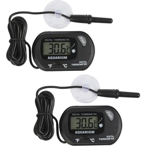 2 Pieces LCD Digital Thermometer with Probe and Suction Cup for Aquarium -50/70 Celsius