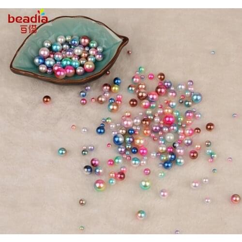 2017 New Arrival Multicolor No hole ABS Pearl Loose Round Beads 4/6/8/10mm Each 5g Mix Size For DIY Jewelry Necklace Making