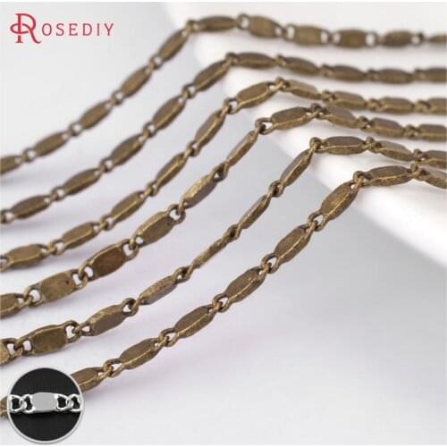 29973)5 meters 1.5MM 2.5MM Copper Flat Rectangular Link Chains Necklace Chains Diy Jewelry Findings Accessories Wholesale