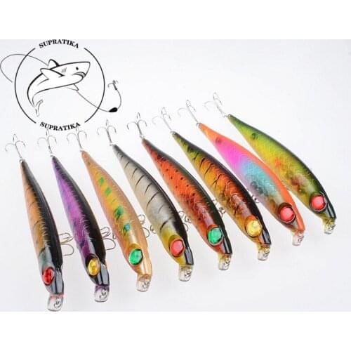8Pcs/Lot 17cm 39g Minnow Wobblers Sea Fishing Baits Crankbait 2 Hooks 3D Eyes Artificial Plastic Hard Lures Pesca Tackle