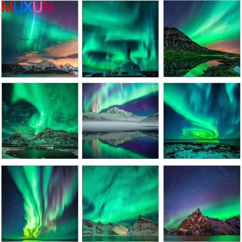 Diamond Painting Landscape Full Square Round Diamond Embroidery Aurora Rhinestone Mosaic Needlework Handmade Kit Gift Rp620