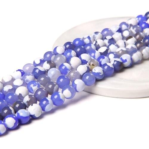 Natural Blue Fire Agates Beads Round Dragon Agates Loose Spacer Beads For Jewelry Making DIY Bracelets Accessories 6mm/8mm/10mm