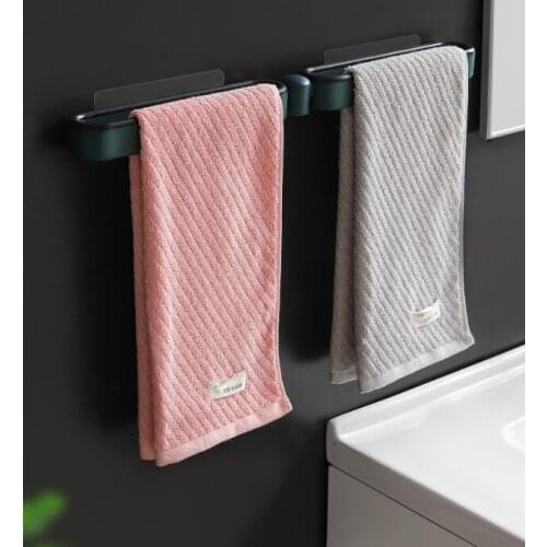 Perforation-free quick installation space-saving bathroom simple creative wall-mounted single-bar towel rack J05
