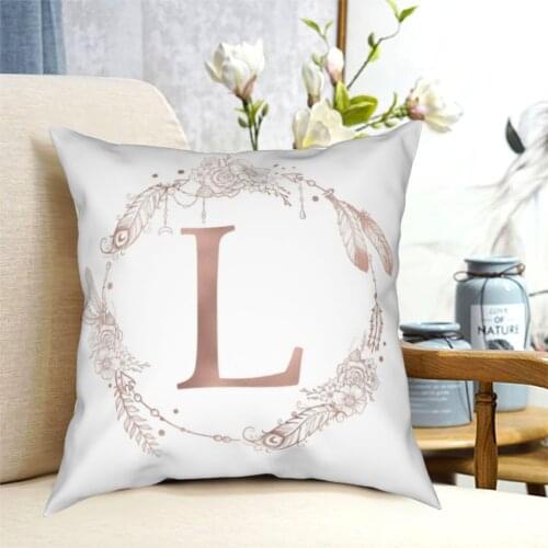 Letter L Rose Gold Alphabet Pillowcase Printing Fabric Cushion Cover Decorations Throw Pillow Case Cover Seater Square 40X40cm